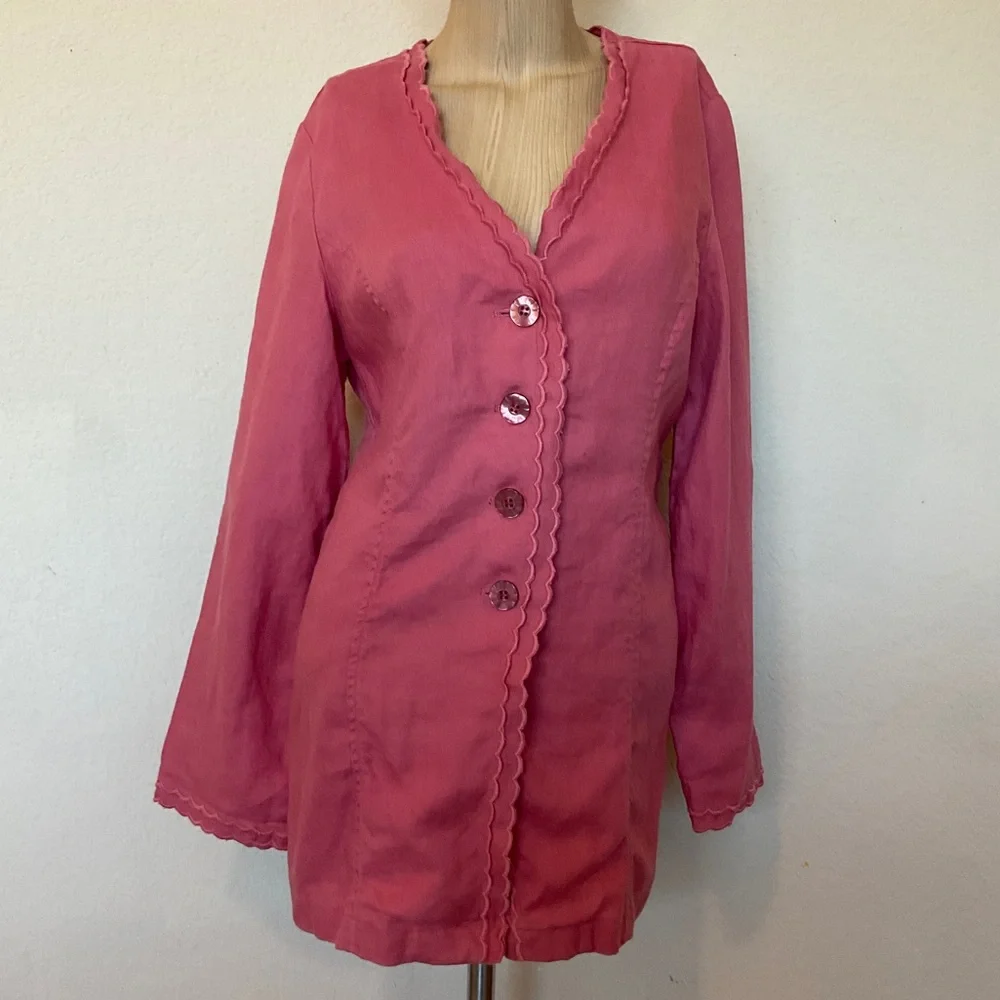 J. Jill NWT Aster Pink Linen Coastal Coatigan Jacket Duster Cardigan Lightweight - Picture 16 of 16